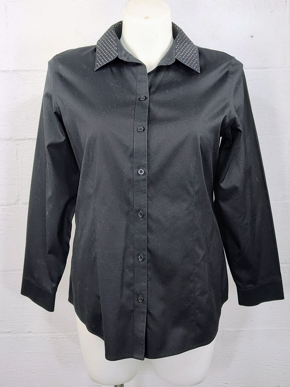 Chico's Blouss With Rhinestone Collar